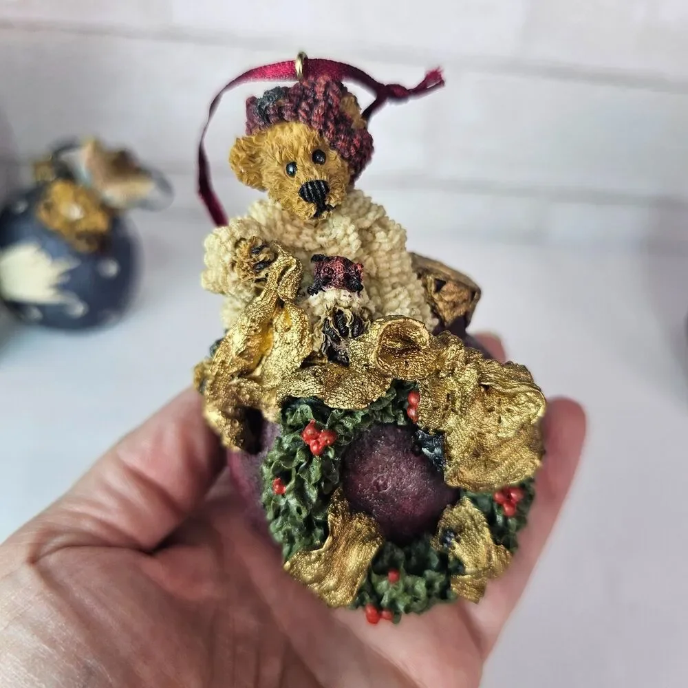 Boyds Bears Bearstone Christmas Ornaments 1996 #25700 #25702 Retired Lot 2 Box